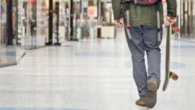 Skateboarder in a mall