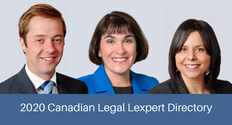 2020 Canadian Legal Lexpert Directory showing images of Craig Ross, Anna Esposito and Maria Ruberto
