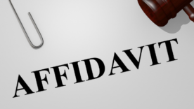 Affidavit written on pages with a legal gavel on top