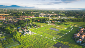 Land plot in aerial view.