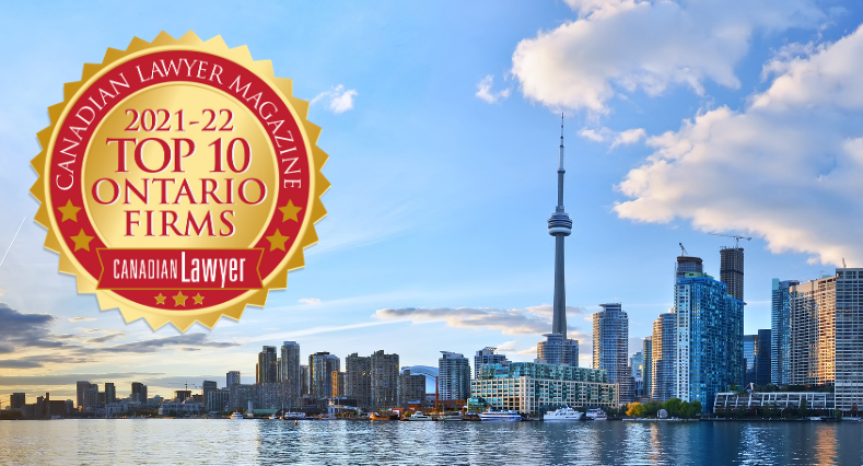 Top 10 Ontario Regional Firms for 2021 badge over skyline of Toronto
