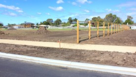 New road and footpaths in the making in a newly subdivided housing estate
