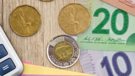 Canadian currency with calculator