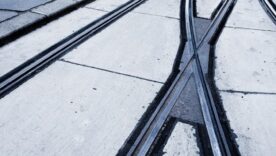 street with streetcar tracks