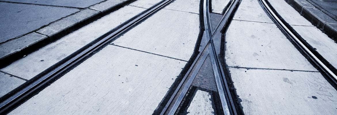 street with streetcar tracks