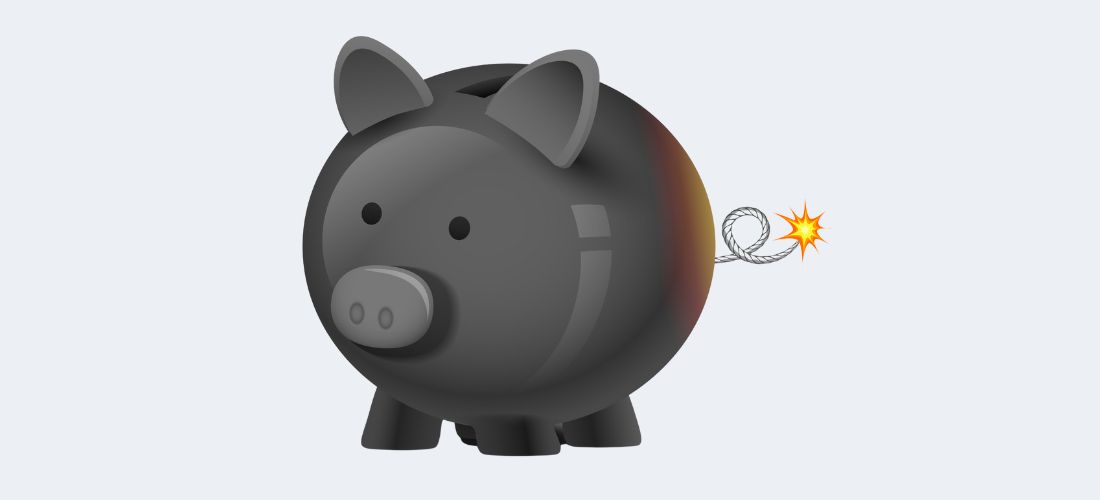 illustration of financial bomb in shape of piggy bank