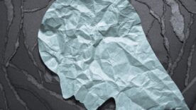 Silhouette of depressed and anxiety person head.