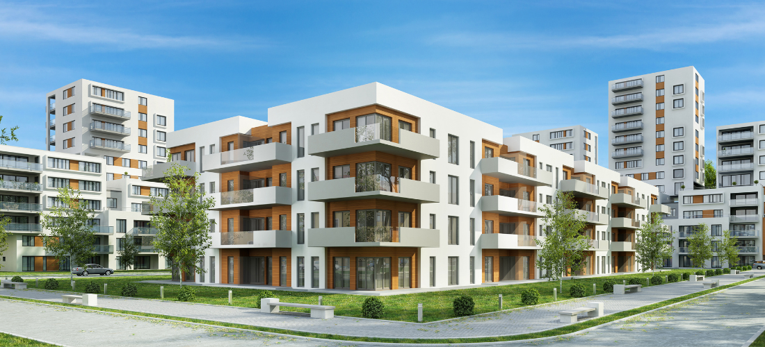 Modern condominium buildings in the city