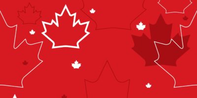 A unique Canadian seamless pattern made up of repeating maple leaves.