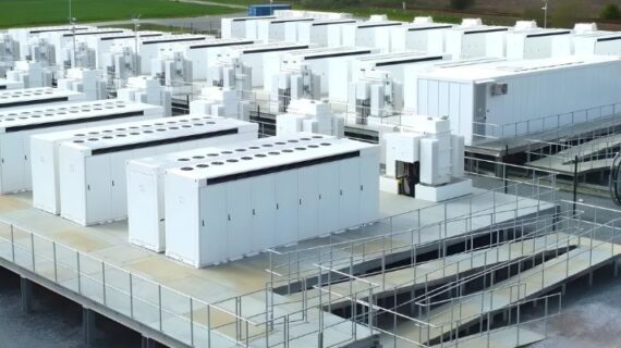 View of Modern Battery Energy Storage Park for Renewable Power Integration