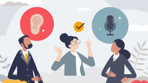 Mediation session and guiding business conversation tiny person concept