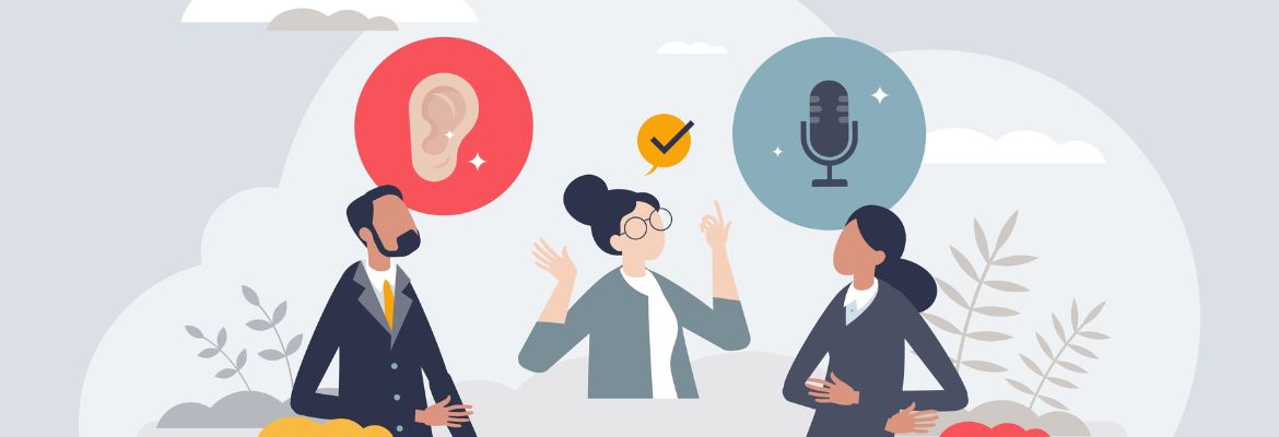 Mediation session and guiding business conversation tiny person concept