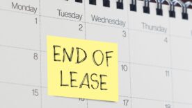 Lease Termination is shown using a post it note on a calendar with "End of lease" text