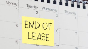 Lease Termination is shown using a post it note on a calendar with "End of lease" text
