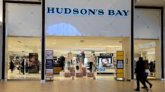 A Hudson's Bay department store entrance at the Hillcrest Mall in Richmond Hill, Ontario