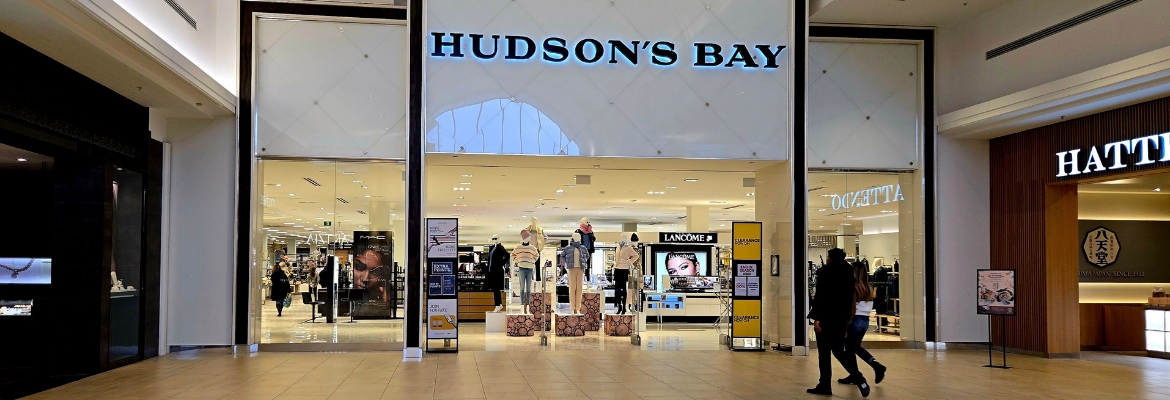 A Hudson's Bay department store entrance at the Hillcrest Mall in Richmond Hill, Ontario